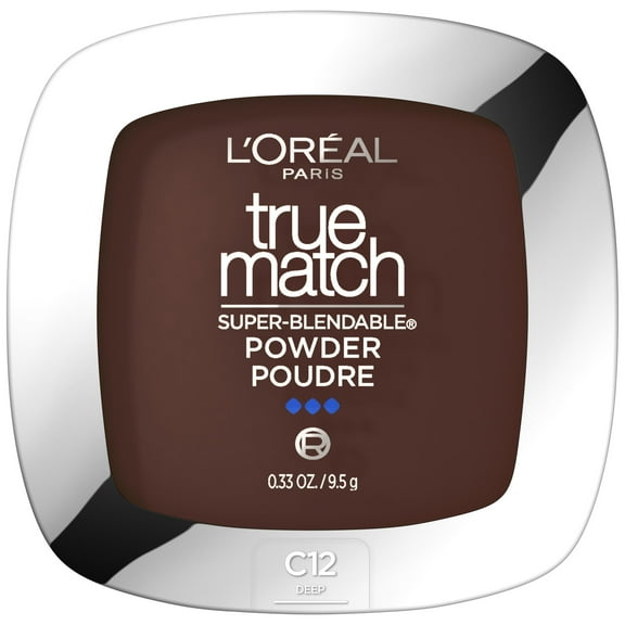 L'Oreal Paris True Match Powder Foundation Makeup, Oil Free, C12 Deep, 0.33 oz