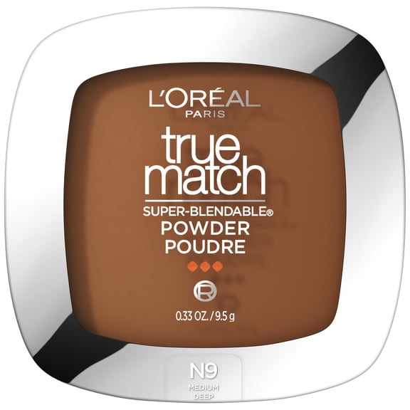L'Oreal Paris True Match Powder Foundation Makeup, Oil Free, N9 Medium Deep, 0.33 oz