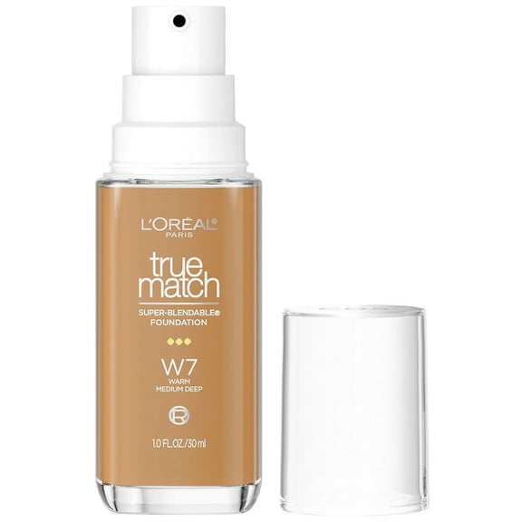 L'Oreal Paris True Match Super-Blendable Foundation Medium Coverage, W7, Warm Medium Deep 1.0 fl oz