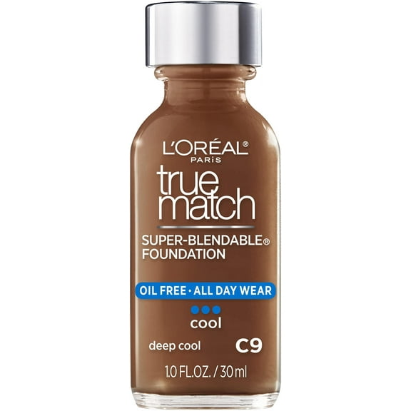 L'Oreal Paris True Match Super-Blendable Liquid Foundation - Deep Cool C9, 1 Fl Oz - Enhance Your Beauty with Flawless Coverage
