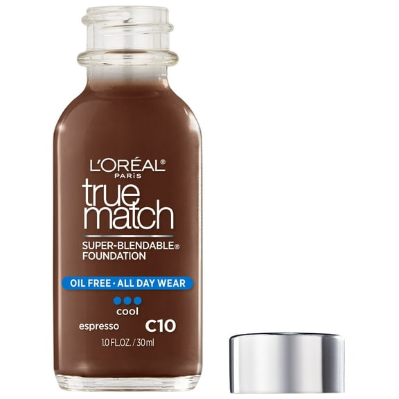 L'Oreal Paris True Match Super Blendable Liquid Foundation Makeup, C10 Espresso, 1 fl oz - Old Version