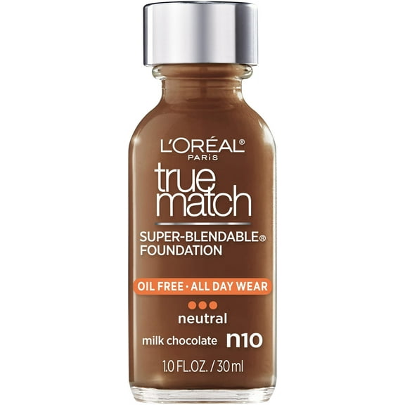 L'Oreal Paris True Match Super-Blendable Liquid Foundation in Milk Chocolate N10 - 1 Fl Oz, 1 Count