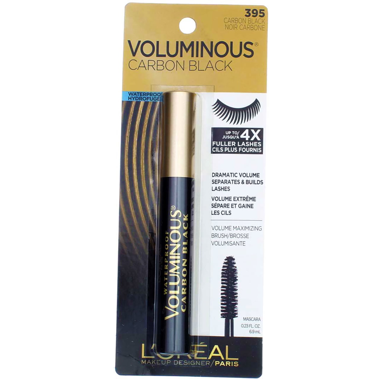 L'Oreal Paris Voluminous Waterproof Mascara, Carbon Black 395, 0.23 fl oz (1 Pack)