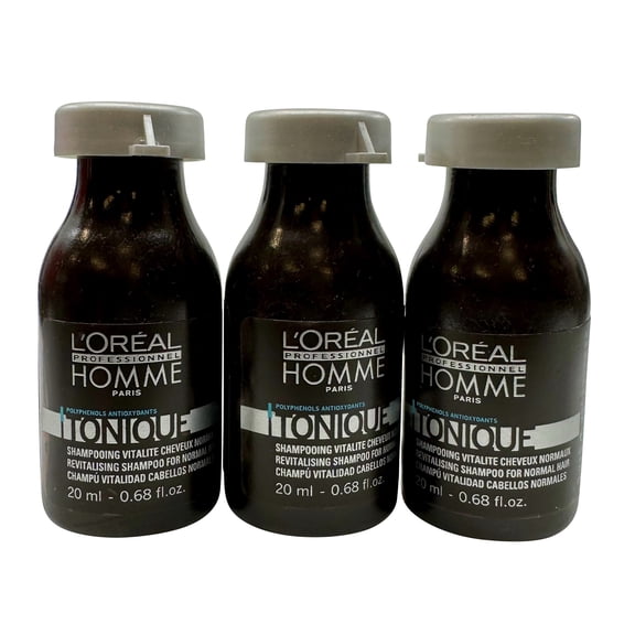 LOreal Professionel Homme Tonique Revitalizing Shampoo Normal Hair .68 oz Set of 3