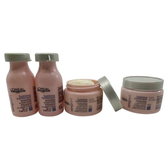 L'Oreal Professionel Lumino Contrast Radiance Shampoo .68 oz & Radiance Mask 1 oz Set of 4 Highlighted Hair
