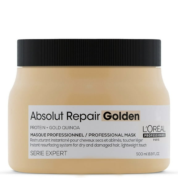 L’Oreal Professionnel Serie Expert Absolut Repair Protein + Gold Quinoa Golden Masque | Deep Treatment for Dry, Damaged Fine to Medium Hair, 500ml