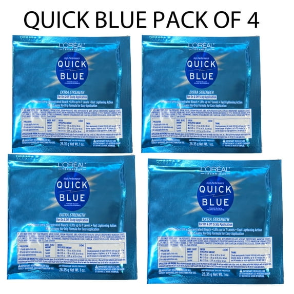 L'Oreal Quick Blue High Performance Powder Lightener Packette , 1 oz ( Pack 4 )