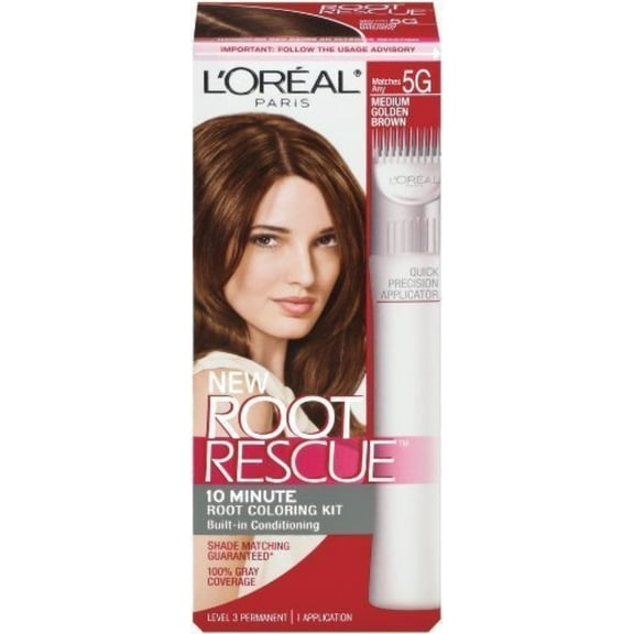 L'Oreal Root Rescue 10 Minute Root Coloring Kit, 5G Medium Golden Brown 1 ea (Pack of 6)