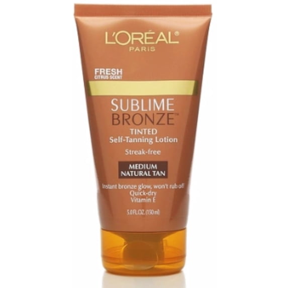 L'Oreal SUBLIME BRONZE Tinted Self-Tanning Lotion Medium Natural Tan 5 oz (Pack of 2)