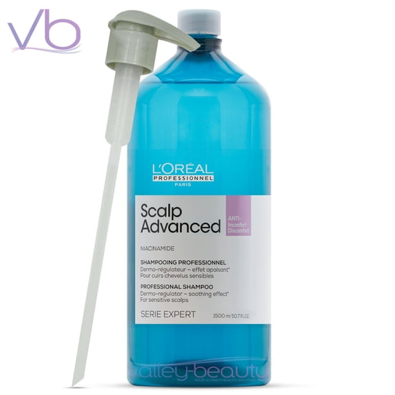 L’Oreal Scalp Advanced Dermo-Regulator Shampoo | Gentle Cleanser with Pump for Sensitive Scalps, 1500ml