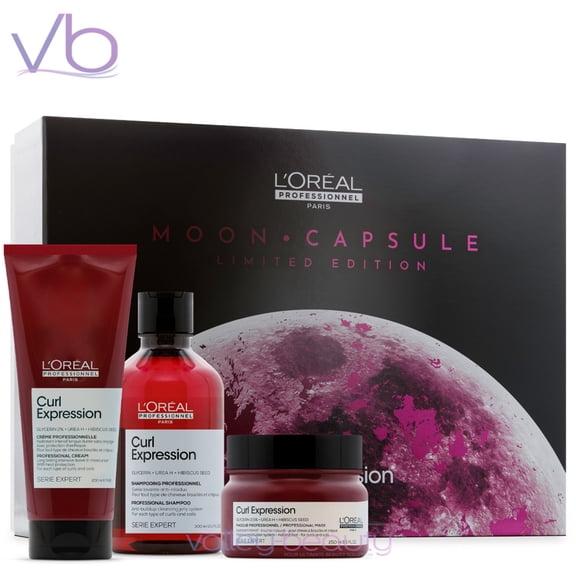 L'Oreal Serie Expert Curl Expression Moon Capsule | Limited Edition Trio Box Set with Shampoo, Mask, Leave-in Cream