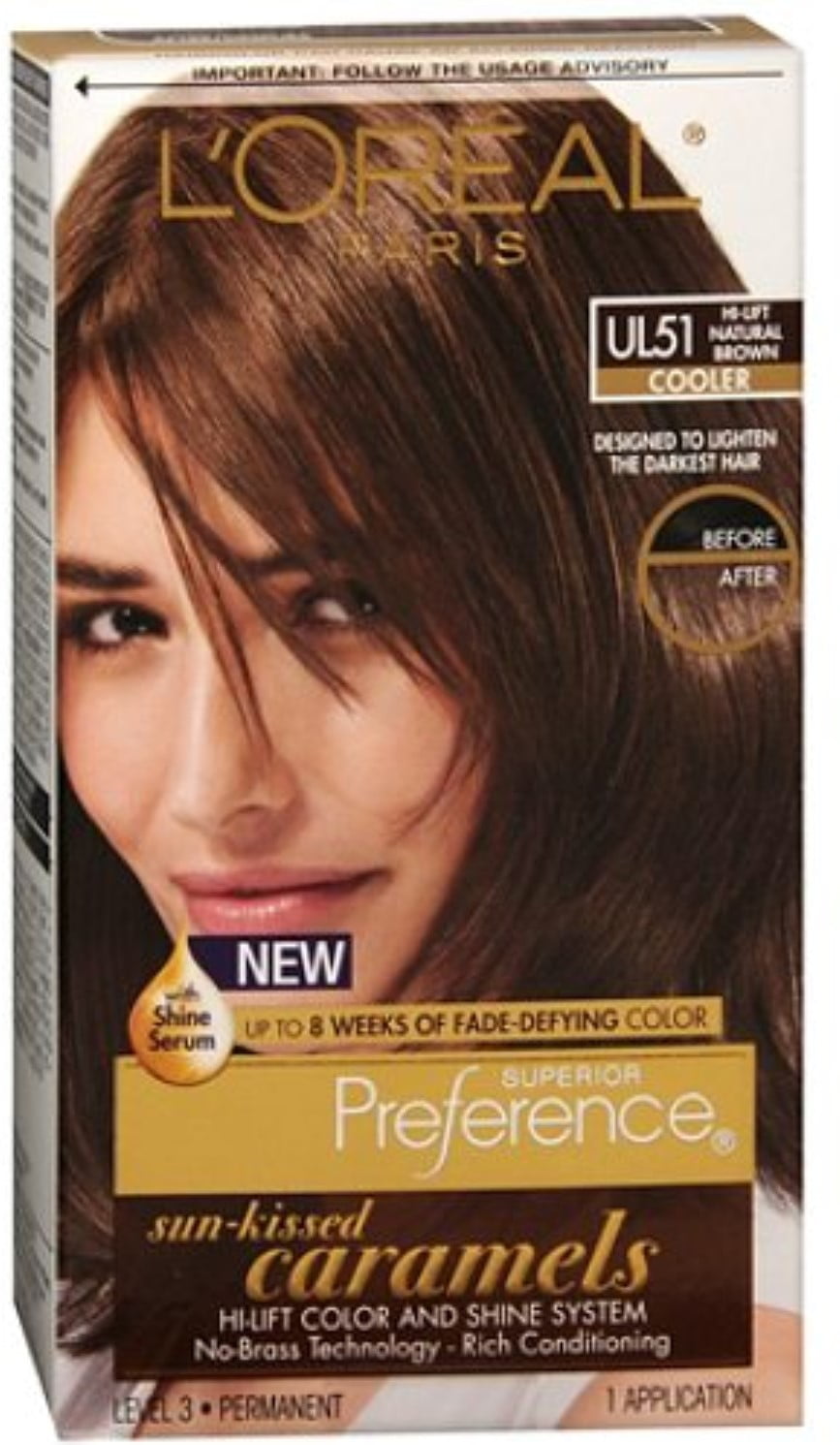 L'Oreal Superior Preference Sun-Kissed Caramels, UL51 Hi-Lift Natural Brown 1 ea (Pack of 3)