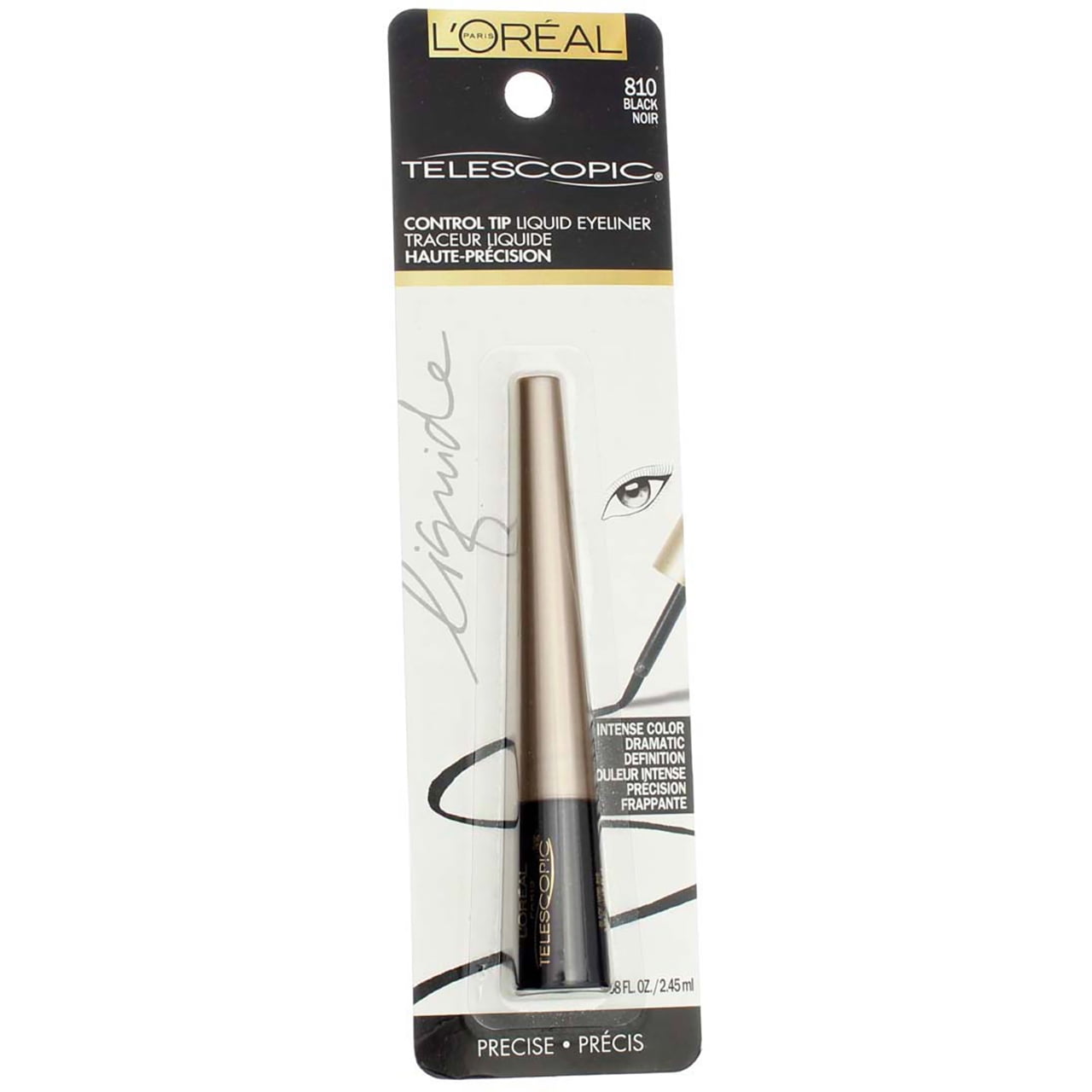 L'Oreal Telescopic Precision Liquid Eyeliner, Black [810] 0.08 oz (Pack of 2)