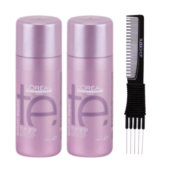 L'Oreal Texture Expert True Grip (0.25 oz) with SLEEKSHOP Teasing Comb Pack of 2