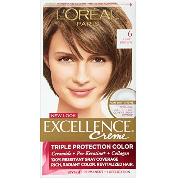 L'OrealParis Excellence Crme Permanent Hair Color, 6 Light Brown 1 ea (Pack of 2)