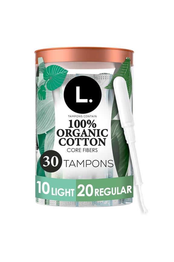 Organic Cotton Tampons Light/Regular Absorbency, 30 Count