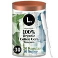 thumbnail image 1 of L. Organic Cotton Tampons DuoPack - Regular/Super Absorbency, 30 Ct, 1 of 10