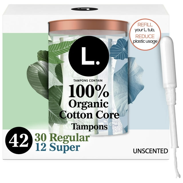 L. Organic Cotton Tampons DuoPack Regular/Super Absorbency, 42 Ct