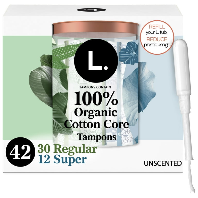 L. Organic Cotton Tampons DuoPack - Regular/Super Absorbency, 42 Ct