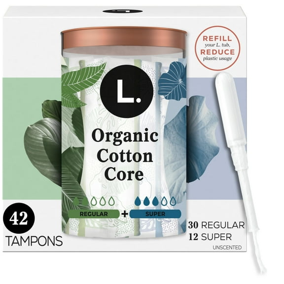 L. Organic Cotton Tampons DuoPack - Regular/Super Absorbency, 42 Ct