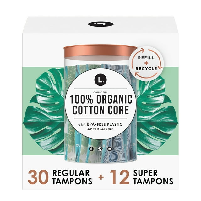 L. Organic Cotton Tampons DuoPack Regular/Super Absorbency, 42 Ct