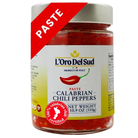 L'Oro Del Sud Calabrian Chili Pepper Paste, Mild Spice, No Seeds, 10.9 oz