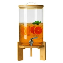 L'ÉPICÉA 8L Glass Drink Dispenser with Stand,Beverage Dispenser for Party, Stainless Spigot
