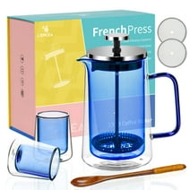 L'ÉPICÉA French Press Coffee Maker 12Oz, Double-Wall Heat Resistant  Glass Coffee Press(Blue)