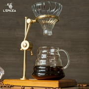 L'ÉPICÉA Pour over Coffee Maker Set,Stainless Steel Stand, Wooden Base, Glass Coffee Dripper