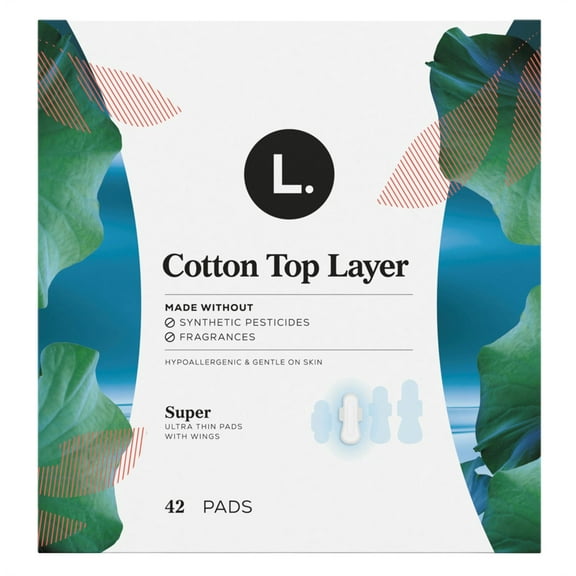 L. Pads Ultra Thin Cotton Top Layer Super 42 Count Wings (Pack of 2)