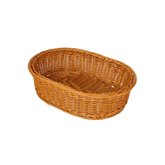 L Plastic Woven Storage Basket With Durable Imitation Rattan Material, Firm Weaving Structure And Smooth Edges For Fruit, Vegetable, Snack And Bread Storage 15.7X11.8X5.9In 0.9Lb