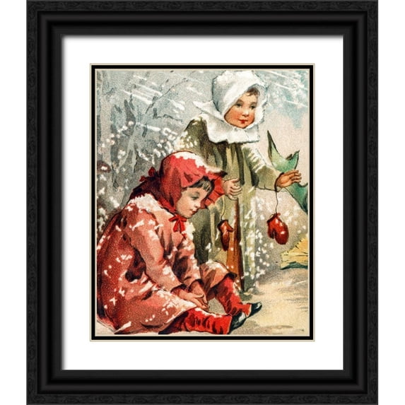 L. Prang & Co 20x24 Black Ornate Wood Framed with Double Matting Museum Art Print Titled - Hark What mean those holy voices