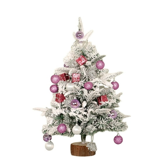 L Purple Multibox Themed Flocked Tabletop Christmas Tree With Battery Powered Lights For Holiday Home Decor 60Cm