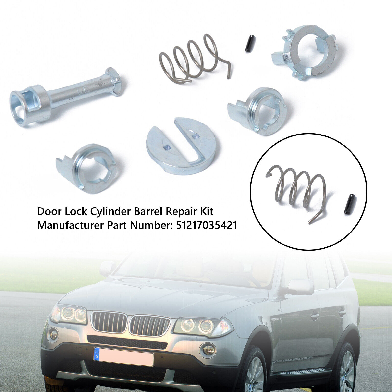 L/R Door Lock Cylinder Barrel Repair Kit 51217035421 For BMW X3 E83 X5