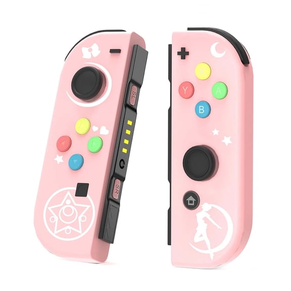 L/R Game Controller for Portable Game Consoles, Wireless Gaming Controller with Dual Motors/Motion Control/Screenshot/Wake-Up Function