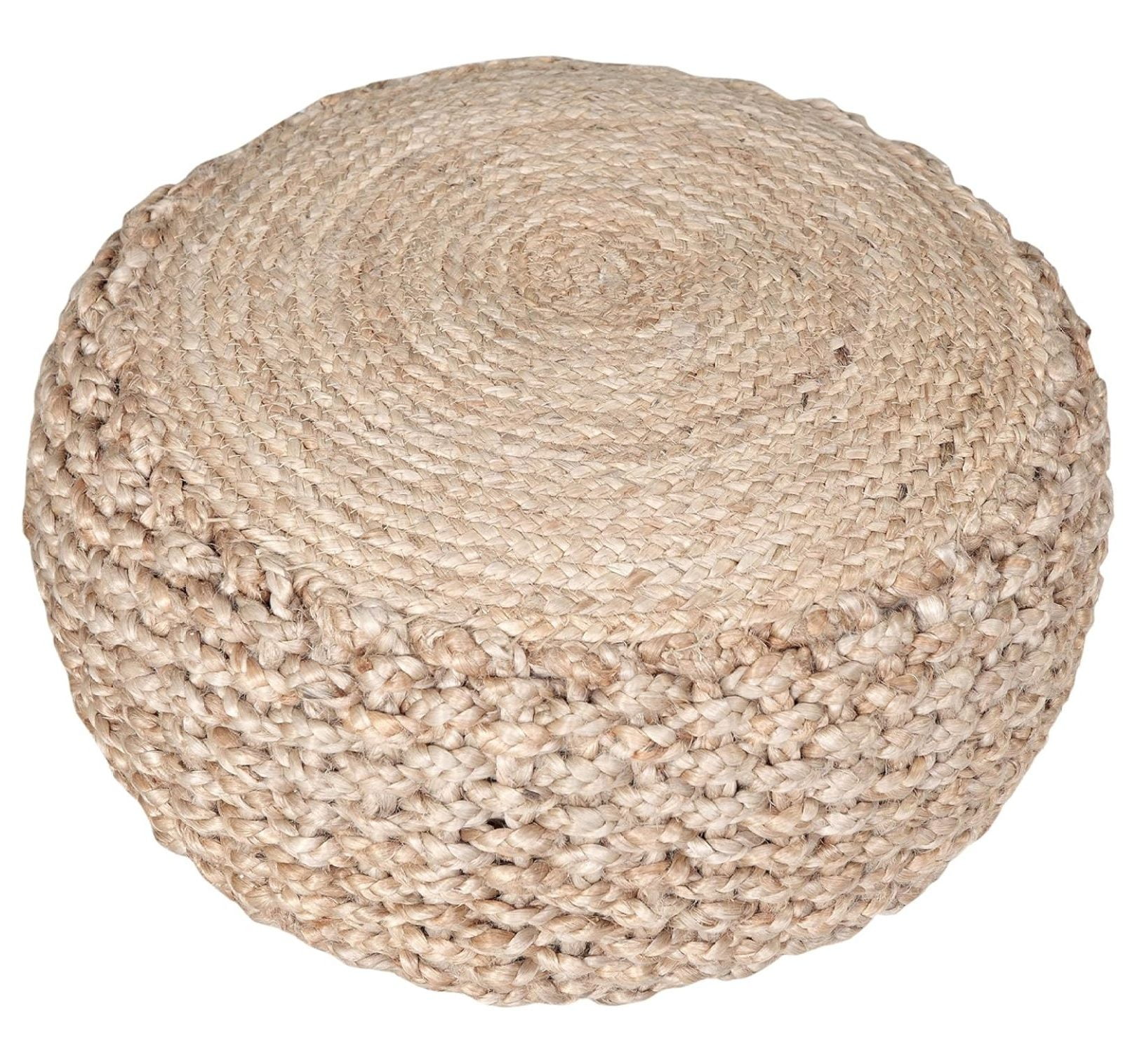L.R. Resources Nature's Child Braided Jute Pouf Ottoman, 10" x 20"