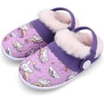 thumbnail image 1 of L-Run Kids Fluffy Fuzzy Slippers Boys Girls House Home Slippers with Strap Slip-on Shoes 9.5-10, 1 of 6
