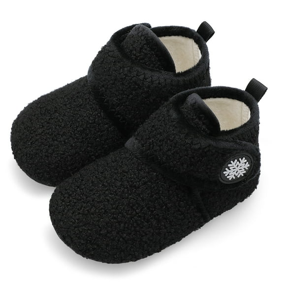 L-RUN Girls Boys Slipper Kids Warm Lightweight Toddler Child Shoes Black