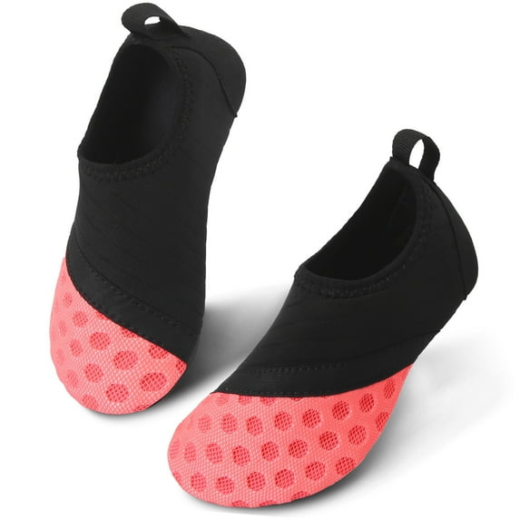 L-RUN Water Shoes for Kids Girls Boys Beach Swim Shoes Quick Dry Non-Slip Water Skin Barefoot Shoes Aqua Socks for Beach Pool Pink US 4-4.5 M Big Kid