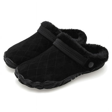 L-RUN Womens Mens Furry Slides House Slippers Fuzzy Fluffy Memory Foam Bedroom Slippers Clogs
