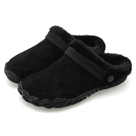 L-RUN Womens Mens Furry Slides House Slippers Fuzzy Fluffy Memory Foam Bedroom Slippers Clogs