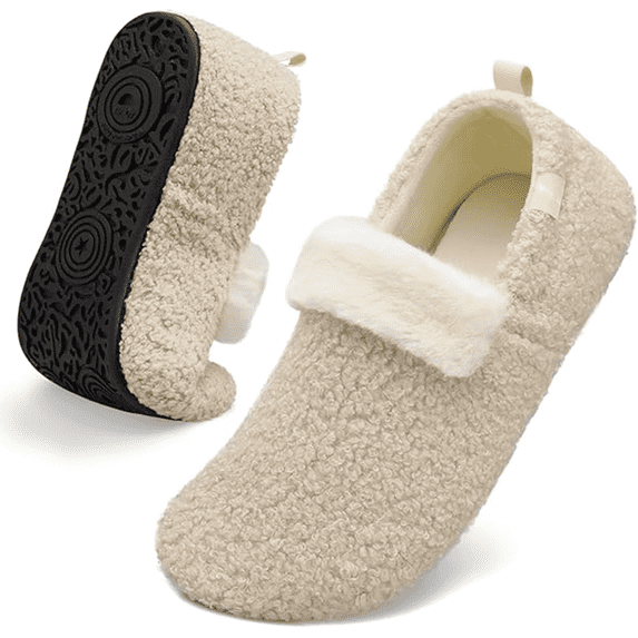 L-RUN Womens Mens Slippers Soft Curly House Shoes Cozy Slippers with Fleece Lining for Indoor and Outdoor