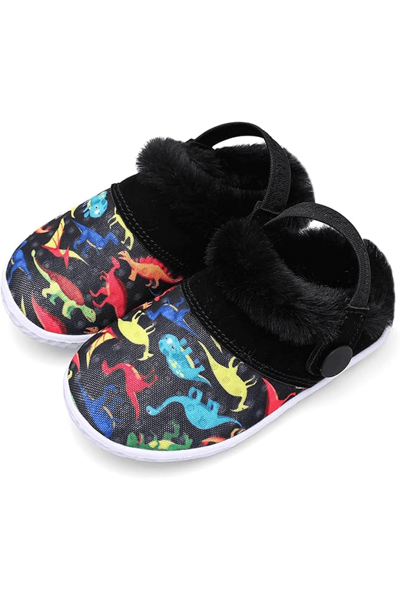 Kids Fluffy Fuzzy Slippers Boys Girls House Home Slippers with Strap Slip-on Shoes 7.5-8