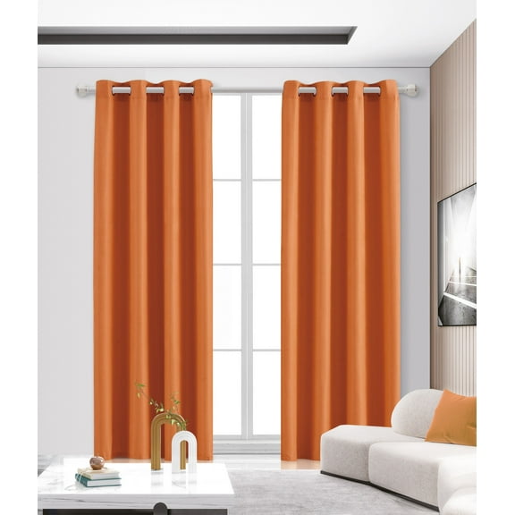 L & S Blackout Curtains for Bedroom, Solid Thermal Insulated with Grommet Noise Reduction Window Drapes, Room Darkening Curtains for Living Room, 2 Panels, 54 x 84 inch - Orange