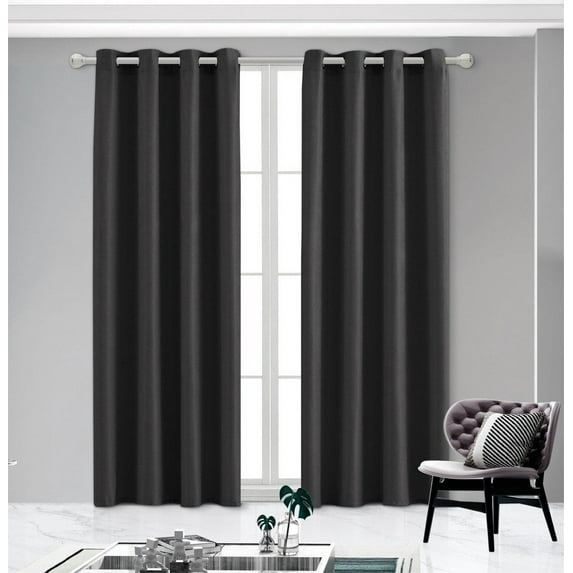 L & S Blackout Curtains for Bedroom, Solid Thermal Insulated with Grommet Noise Reduction Window Drapes, Room Darkening Curtains for Living Room, 2 Panels, 54 x 84 inch - Black