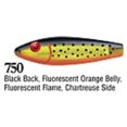 thumbnail image 1 of L&S Mirrolure Spotted Trout 1/2Oz 3 3/8" Black Back/Orange & Chartreuse TTR-750, 1 of 1