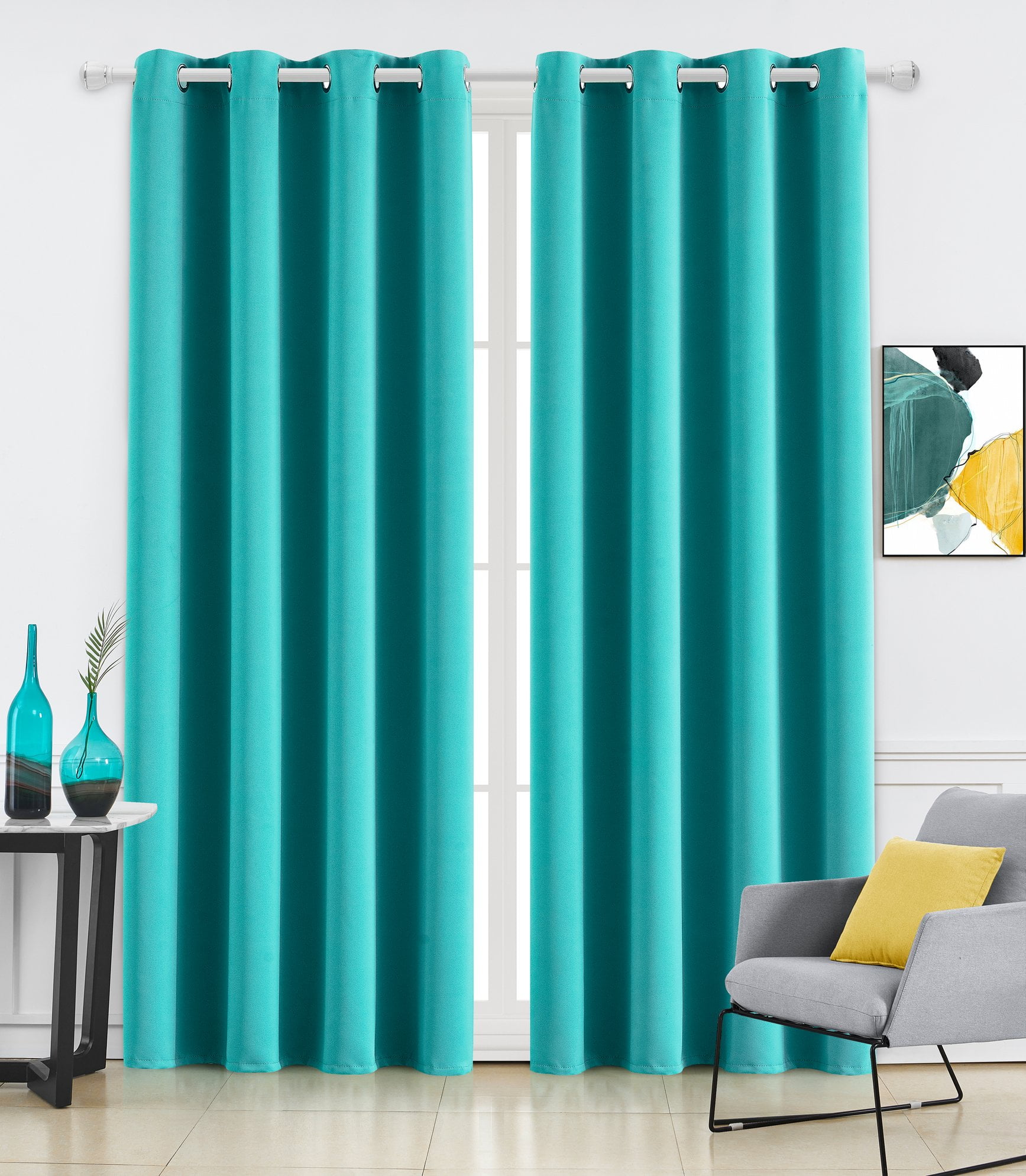 L & S Set of 2 Thermal Room Darkening Blackout Window Curtains Grommet