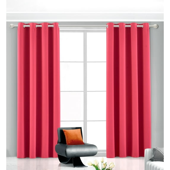 L & S Set of 2 Thermal Room Darkening Blackout Window Curtains Grommet Panels 54" X 84" Each Coral