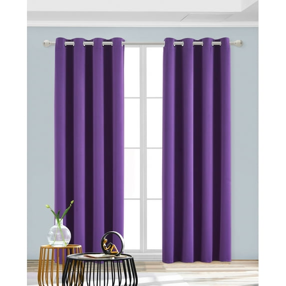 L & S Set of 2 Thermal Room Darkening Blackout Window Curtains Grommet Panels 54" X 84" Each Purple