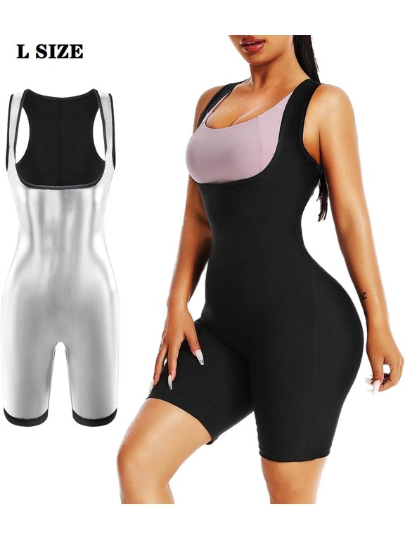 L SIZE 3-in-1 Sauna Suit for Women | Waist Trainer Vest & Full Body Sweat Jumpsuit | 5X More Sweat | Slimming Workout Suits for Women
